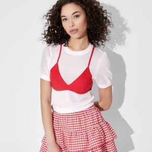 Women's Short Sleeve Crew
Neck Bikini Pullover Sweater